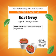 Aromas of citrus and bergamot fill the cup with Twinings Earl Grey.