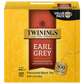 Twinings Earl Grey tea in individually wrapped bags for freshness on the go.