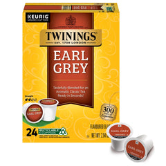 Twinings Earl Grey K-Cup Pods 24-pack for quick, flavorful mornings.