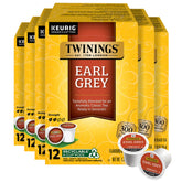 Twinings Earl Grey tea pods close-up highlighting citrus bergamot aroma for a premium Keurig experience.
