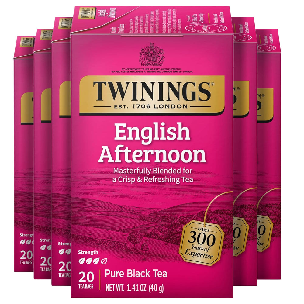 Twinings English Afternoon tea bags, individually wrapped for fresh flavor anytime.