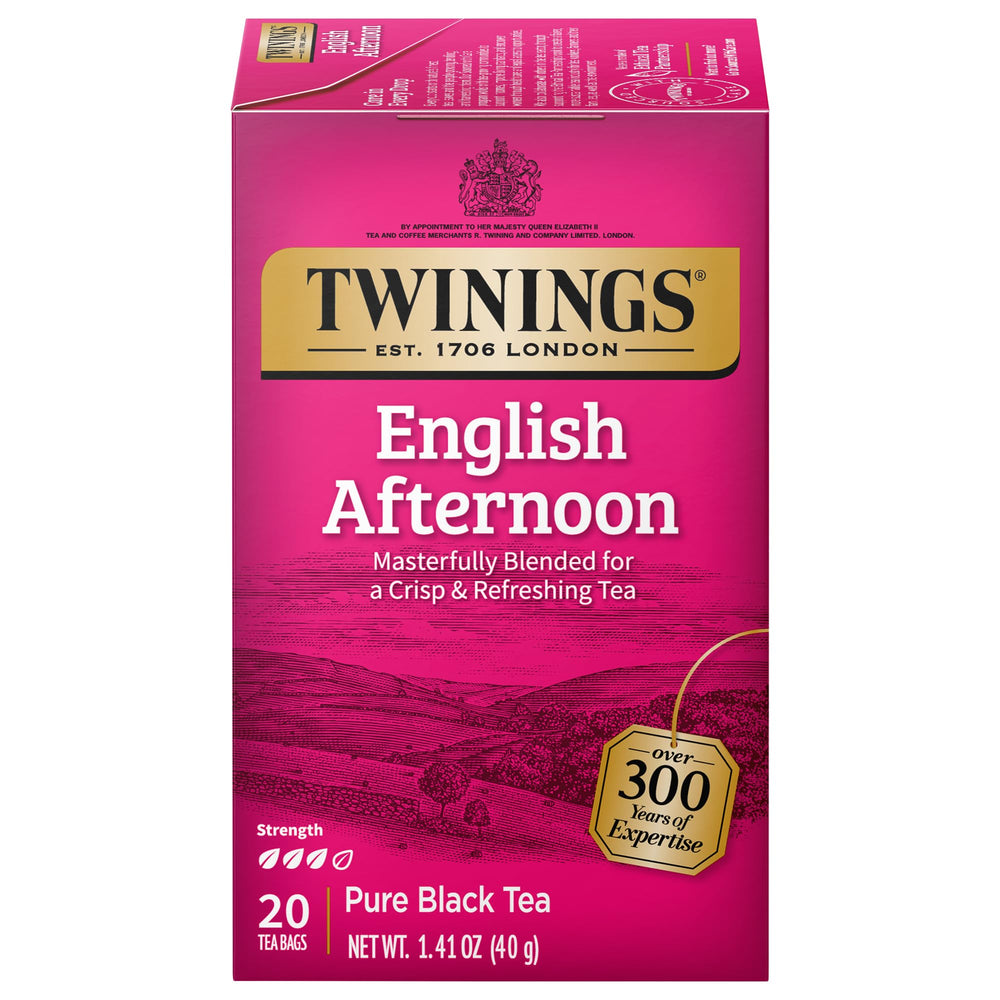 Twinings English Afternoon Tea tea bags in packaging for easy on-the-go brewing.