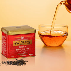 Brewing Twinings English Breakfast creates a rich, amber cup