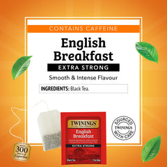Twinings English Breakfast Extra Strong tea box packaging showing freshness