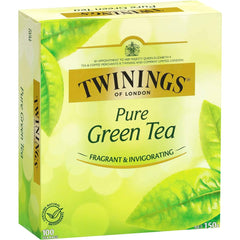 Twinings green tea bags close-up in a box for daily refreshment.