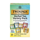 Twinings Herbal Tea Variety Pack front view for trying five caffeine-free flavors.