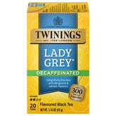 Twinings Lady Grey decaf tea bag in a cup with citrus aroma for calm sipping