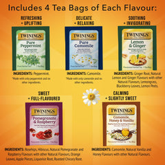 Twinings Lemon & Ginger tea bags offering bright, soothing warmth.