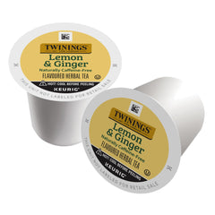 Twinings Lemon & Ginger K-Cup Pods brewing at 6 oz delivers vibrant flavor.