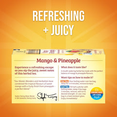 Twinings Mango Pineapple steaming cup shows warm tropical aroma.