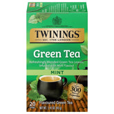 Twinings mint green tea box with 20 bags for easy storage.