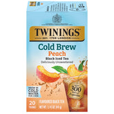 Twinings Peach Cold Brew tea bags box pack shot for refreshing iced tea at home.