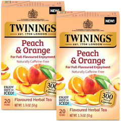Twinings Peach & Orange tea pack shown for convenient daily tea
