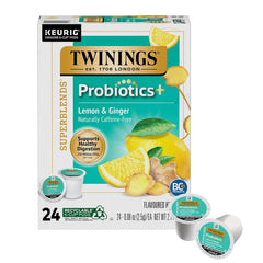 Twinings Probiotics+ Lemon & Ginger tea K-Cup pod – bright aroma for hot or iced tea
