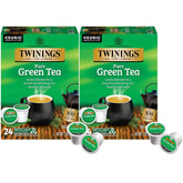 Twinings Pure Green Tea K-Cup Pods packaging shows a convenient twin-pack for easy daily brews.
