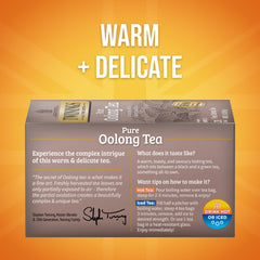 Twinings Pure Oolong Tea individually wrapped bags enable fresh, convenient brewing.