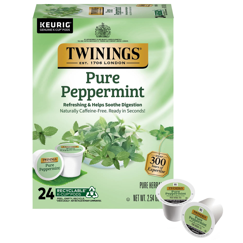 Twinings Pure Peppermint K-Cup Pods pack for convenient daily brewing.