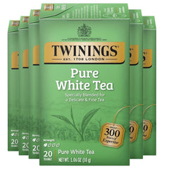 Twinings Pure White Tea bags close-up showing delicate buds for a refined cup.
