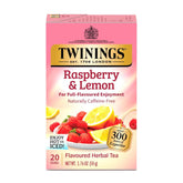 Twinings Raspberry & Lemon tea bags in a box, ready for a comforting cup.