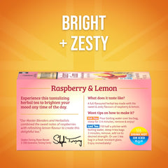 Twinings Raspberry & Lemon tea bags, individually wrapped for freshness on the go.