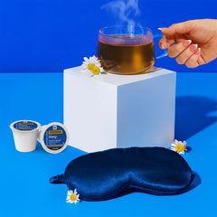 K-Cup brewing setup with Twinings Sleep Tea ready to brew