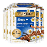 Twinings SleepPlus tea box with melatonin and chamomile for a calming evening ritual.