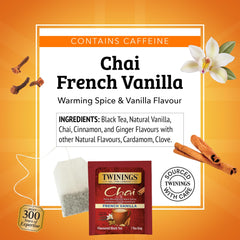Cinnamon, cardamom, cloves and ginger create warm vanilla chai flavors