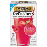 Twinings Strawberry Raspberry Refreshers packets for quick cafe-style drinks.