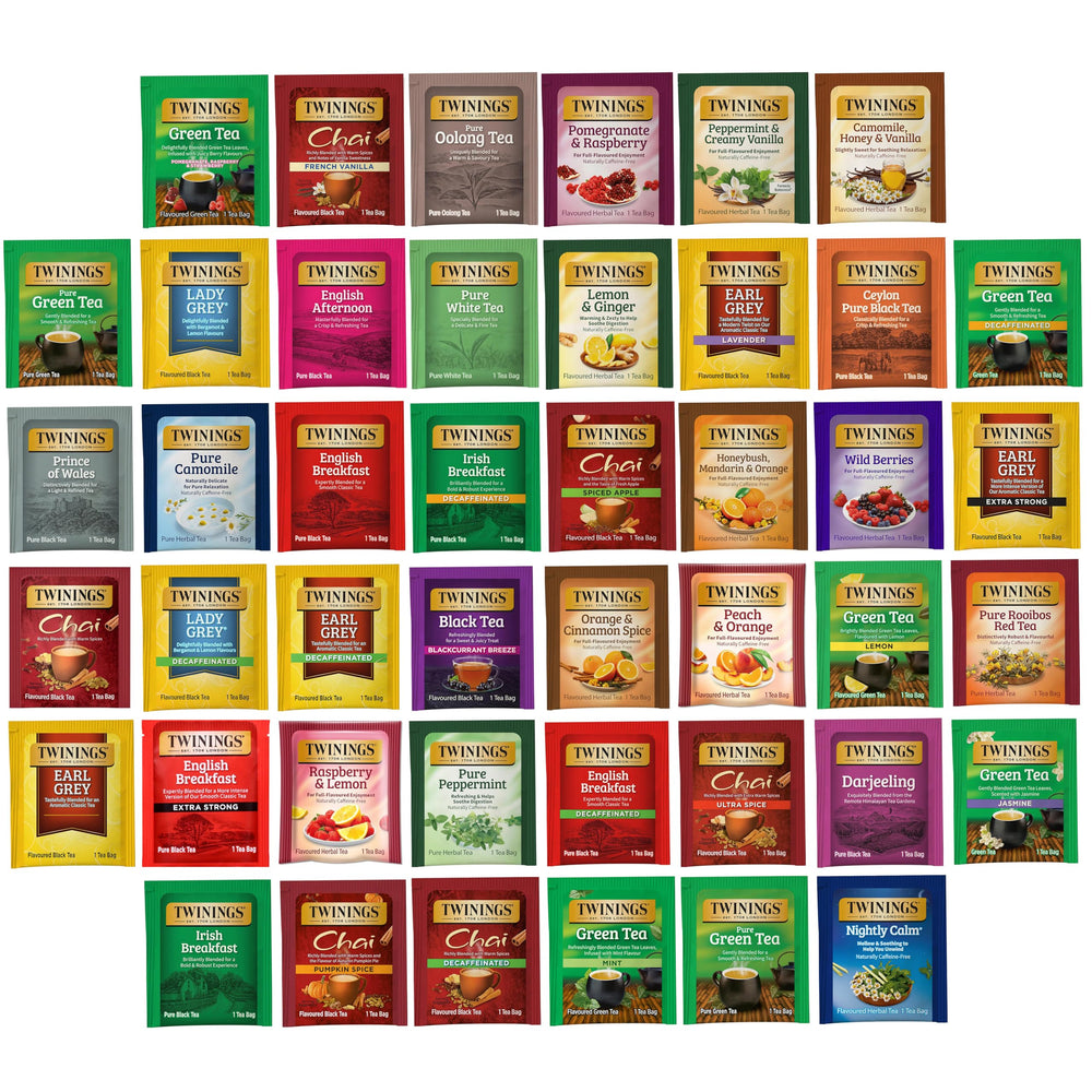 Twinings tea bag sampler variety 44-count shown for flavor exploration and gifting.
