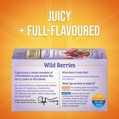 Twinings Wild Berries Herbal Tea cup steeping with bright aroma and fruity notes