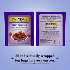 Sealed Twinings Wild Berries tea sachets lock in aroma and consistent taste.