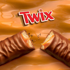 TWIX crisp cookie texture with smooth caramel and chocolate coating.