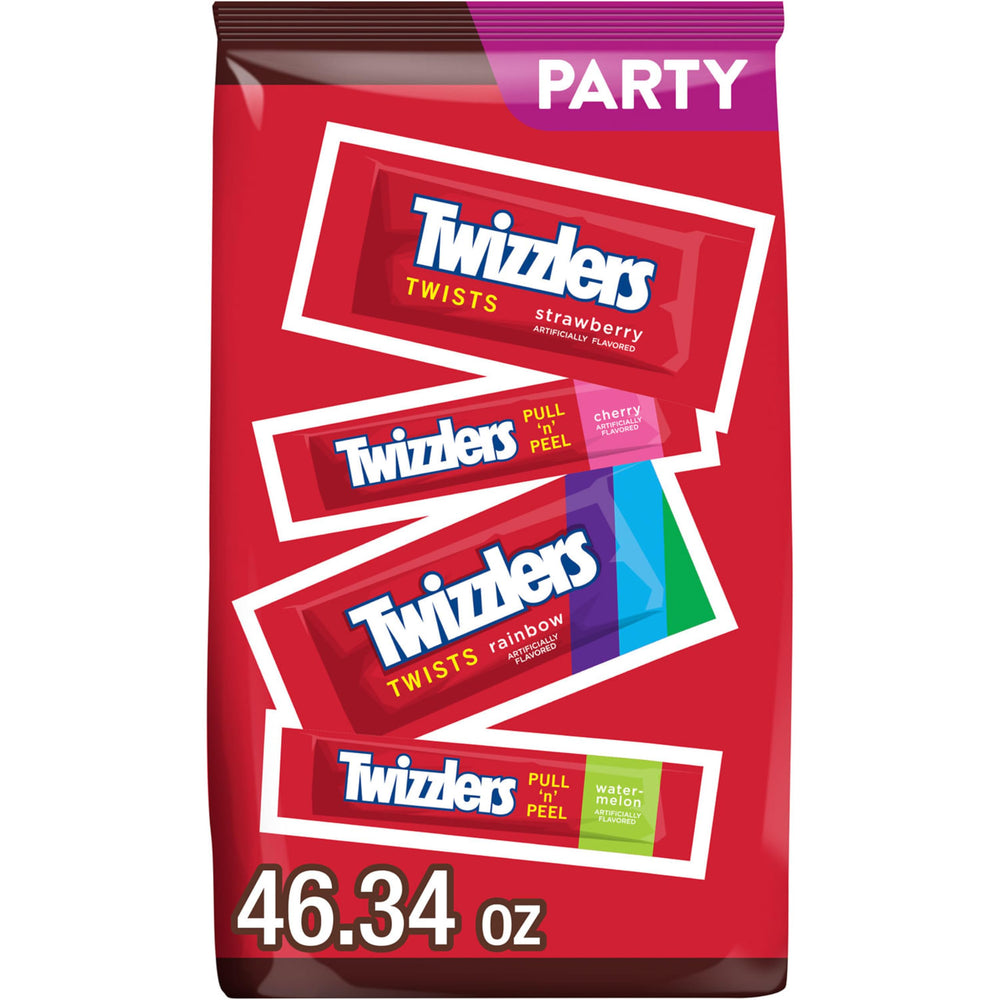 Twizzlers bulk party pack 46oz front view, ideal for gatherings and movie nights.