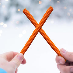 Twizzlers Orange Cream Twists pack-two layout demonstrating easy, family-friendly portability.