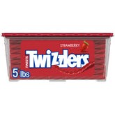 Twizzlers Twists Strawberry candy tub front view, ideal bulk party snack.