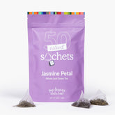 Two Leaves and a Bud jasmine tea sachets with jasmine petals offer a fragrant morning infusion
