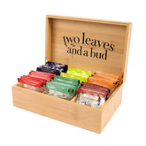 Two Leaves and a Bud organic tea sampler box top view, ideal gift for tea lovers