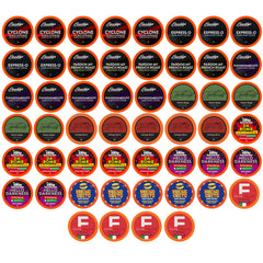 Two Rivers Coffee dark roast pods for a bold, convenient brew.