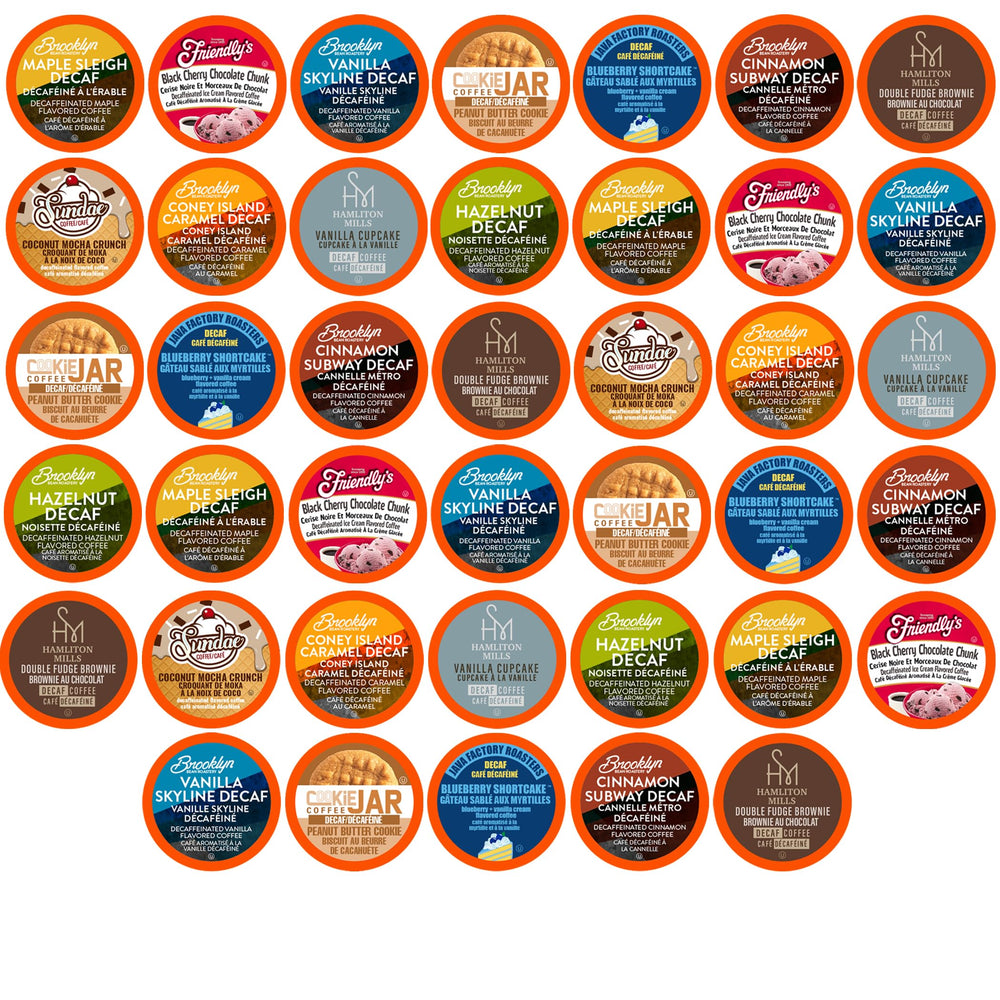 Two Rivers Coffee decaf flavored pods variety pack for Keurig brewers, flavorful options with no caffeine