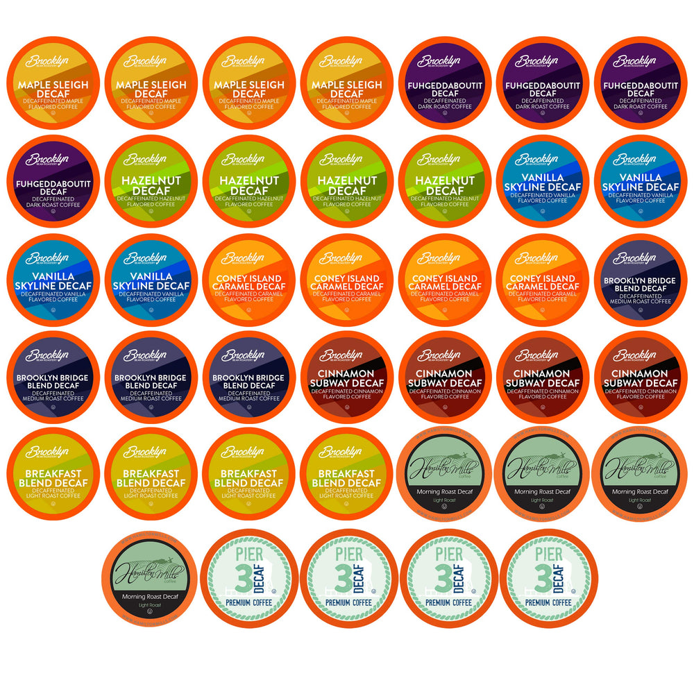Two Rivers Coffee decaf regular pods for K-Cup brewers offer caffeine-free flavor.