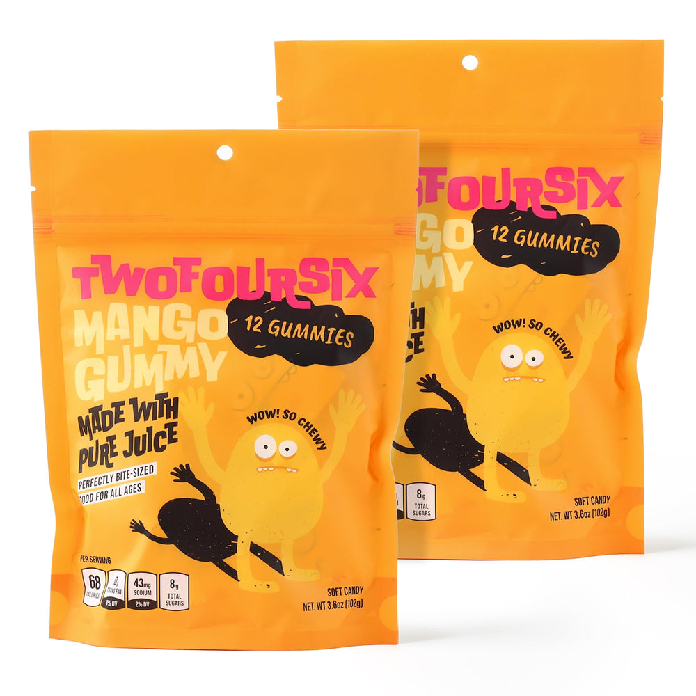 TwoFourSix Mango Gummy Candy pack-2 for convenient dual-pack snacking.