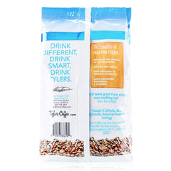 Tyler’s Coffee bag closeup aroma highlighting rich fragrance.