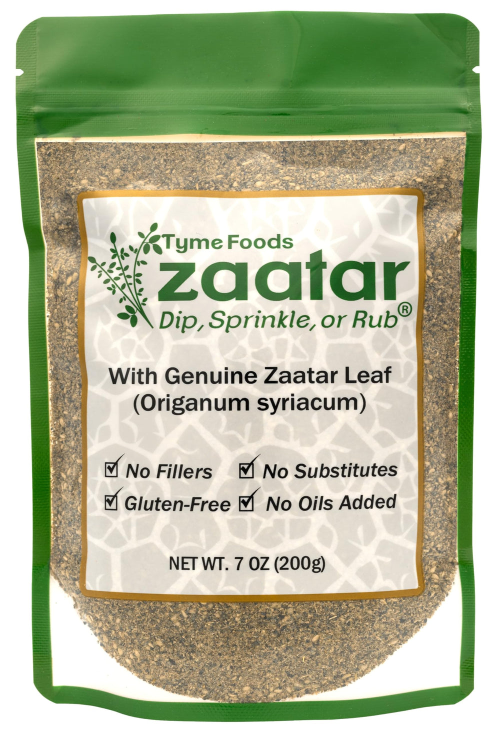 Tyme Foods Zaatar leaves close-up, highlighting authentic flavor for everyday cooking.