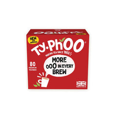 Typhoo Everyday 80 tea bags close-up emphasizes fragrant aroma for a comforting brew