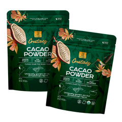 U Chocolate Creations cacao powder packaging highlights organic purity for baking.