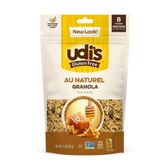 Udi's Gluten Free Au Naturel Granola bowl with berries boosts a dairy-free breakfast