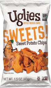 UGLIES Sweet Potato Kettle-Cooked chips in a bag for tasty on-the-go snacking.