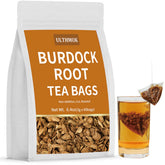 ULTHMOK Premium Burdock Tea Bags packaging shows natural, additive-free tea.