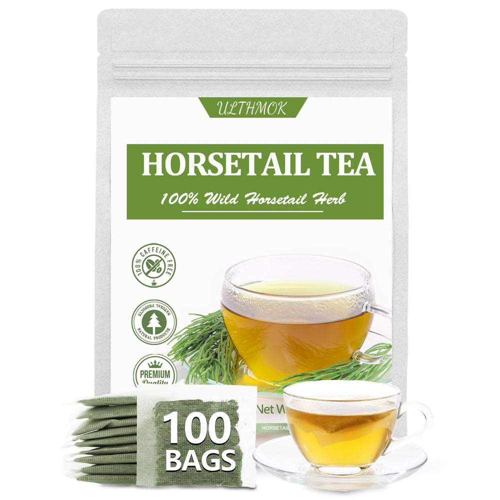 ULTHMOK premium horsetail tea bags packaging highlights natural sourcing and purity.