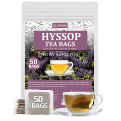 ULTHMOK premium hyssop tea bags close-up highlighting pure flavor and caffeine-free enjoyment.